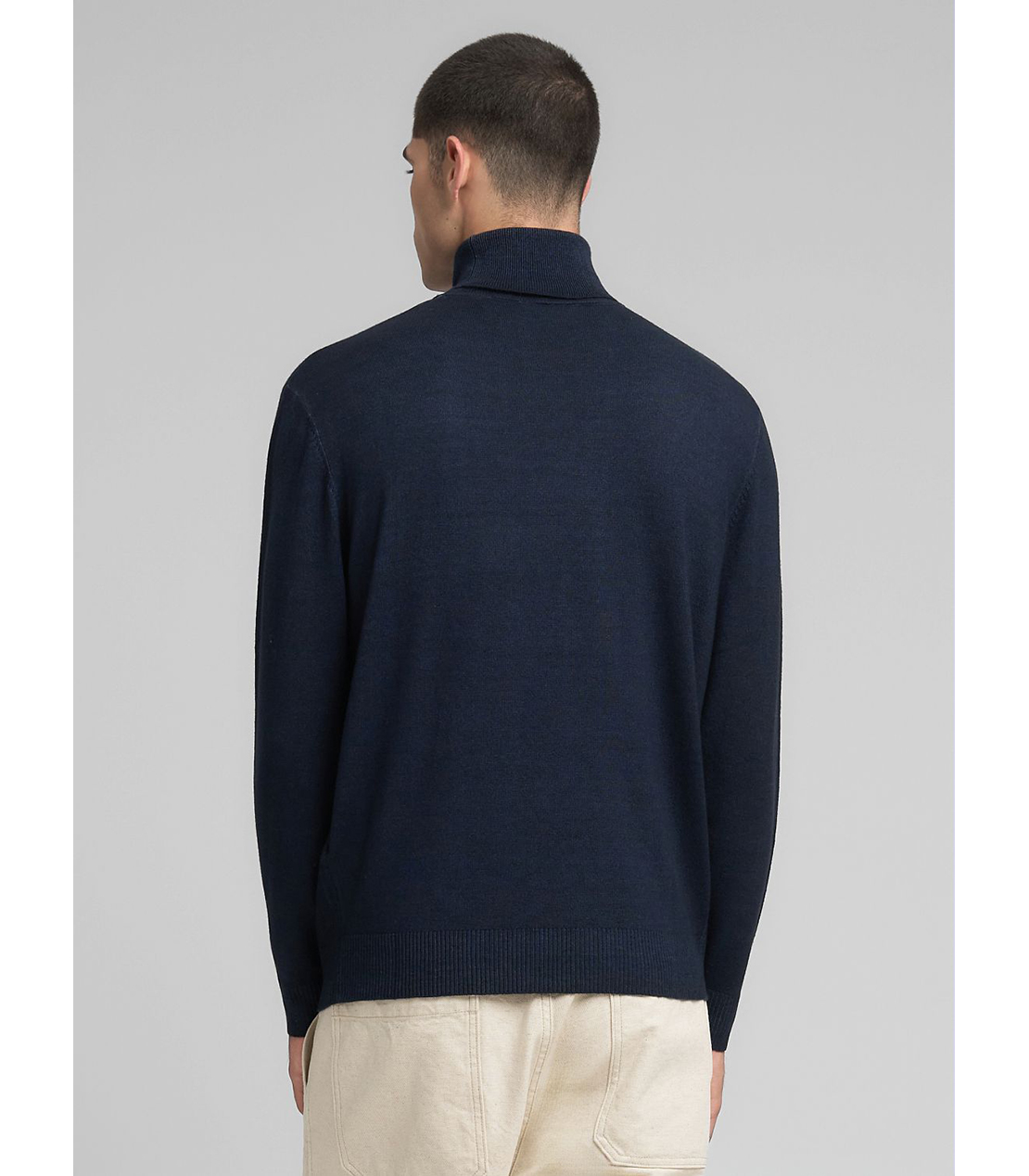 R刺しゅう ウールブレンド タートルネックプルオーバー 詳細画像 ダークブルー 3